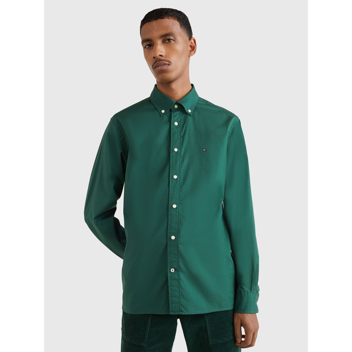 TOMMY HILFIGER - Camisa Natural Soft Solid Verde Tommy Hilfiger
