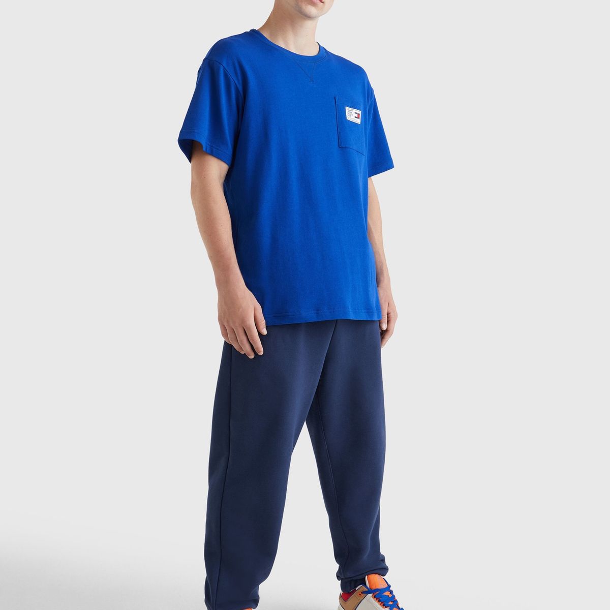 TOMMY HILFIGER - Polera Relaxed Terry Logo Azul Tommy Jeans.