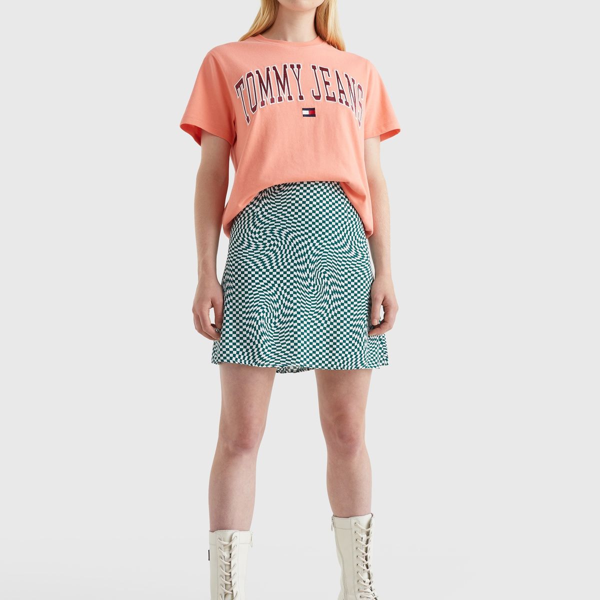 TOMMY HILFIGER - Polera Relaxed Collegiate Logo Damasco Tommy Jeans.