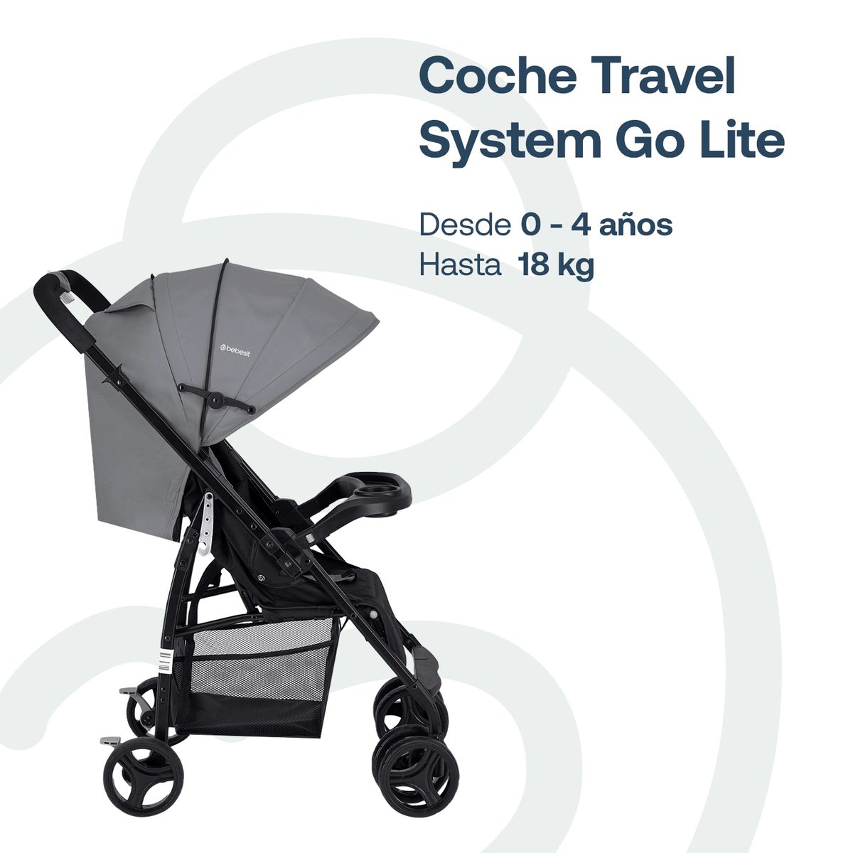 BEBESIT - Coche Travel System Go Lite Gris Bebesit