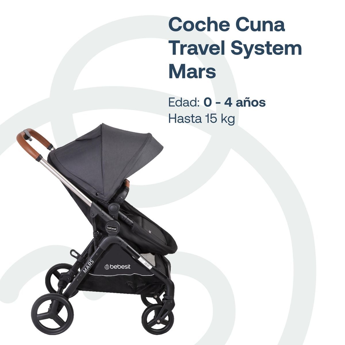 BEBESIT - Coche Travel System Mars LX Gris Bebesit