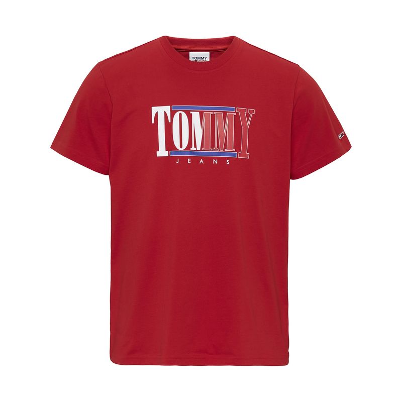 TOMMY HILFIGER - Polera Centered Logo Rojo Tommy Jeans.