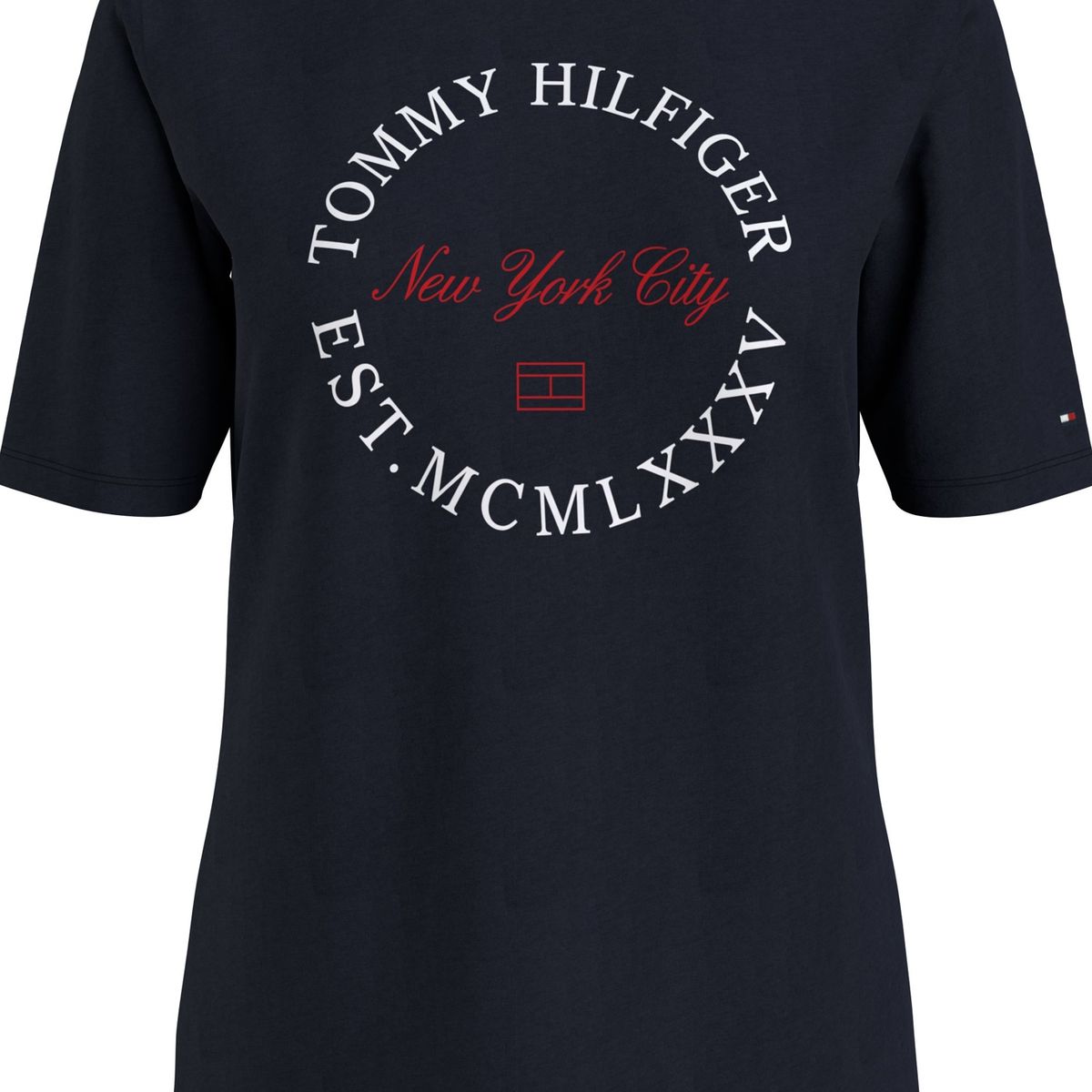 TOMMY HILFIGER - Polera Circle Logo Regular Fit Azul Tommy Hilfiger.