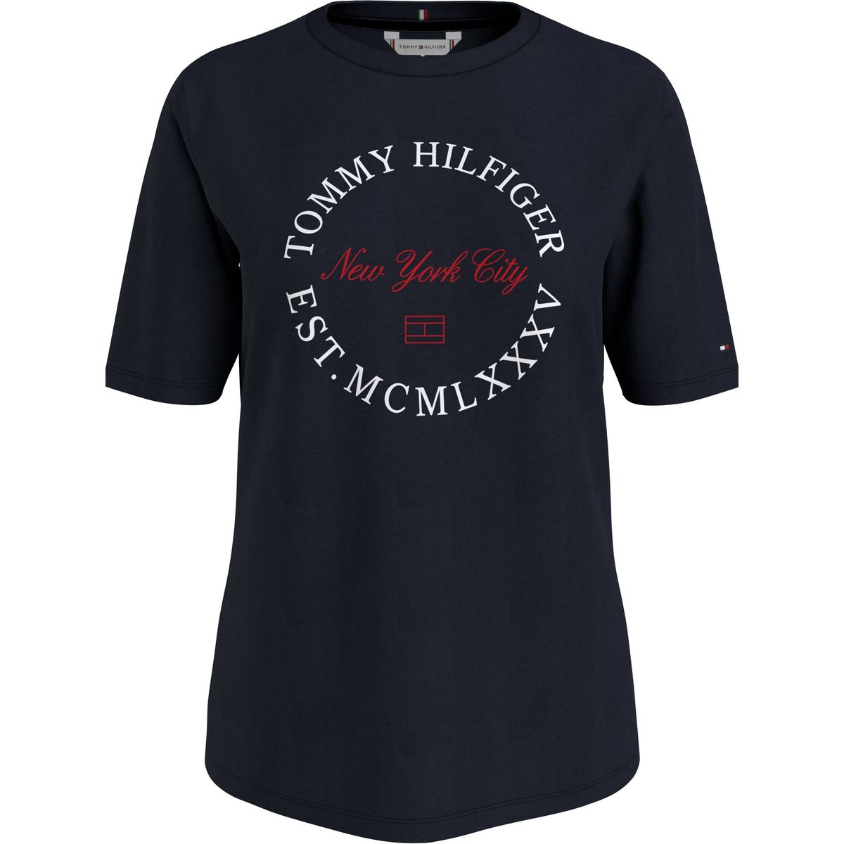 TOMMY HILFIGER - Polera Circle Logo Regular Fit Azul Tommy Hilfiger.