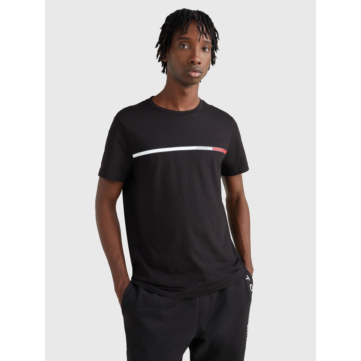 TOMMY HILFIGER - Polera Con Logo Slim Fit Negro Tommy Hilfiger.