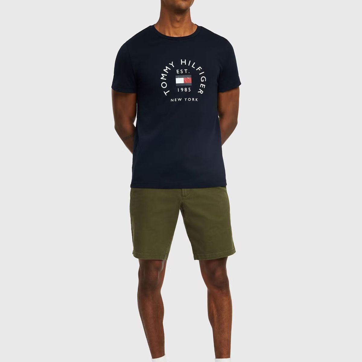 TOMMY HILFIGER - Polera Text Bar Logo Azul Tommy Hilfiger