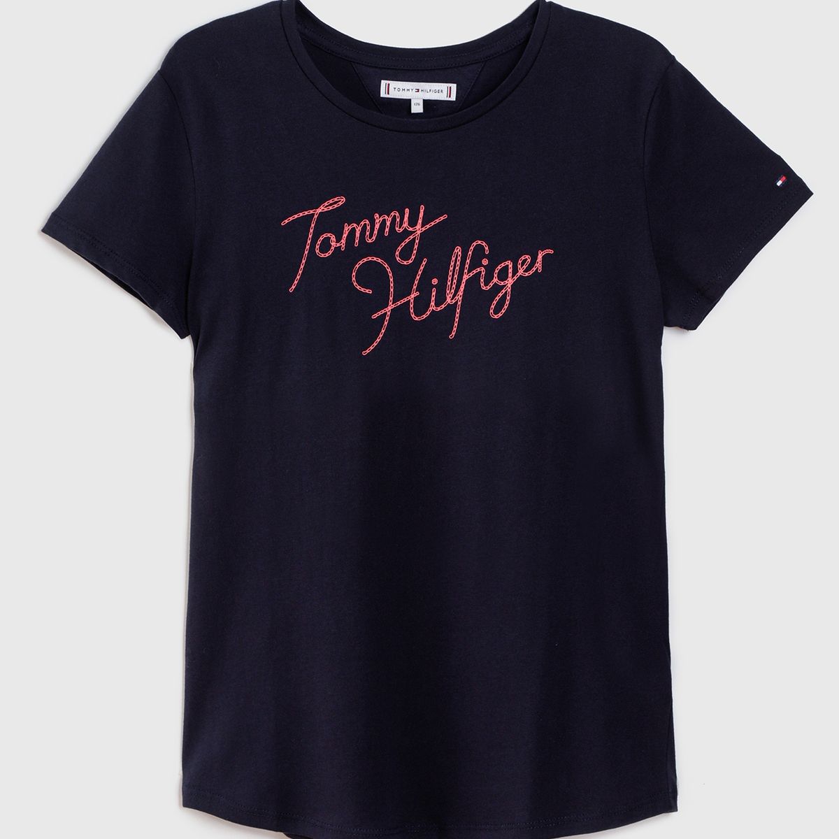 TOMMY HILFIGER - Polera Cotton Lettering Logo Azul Tommy Hilfiger