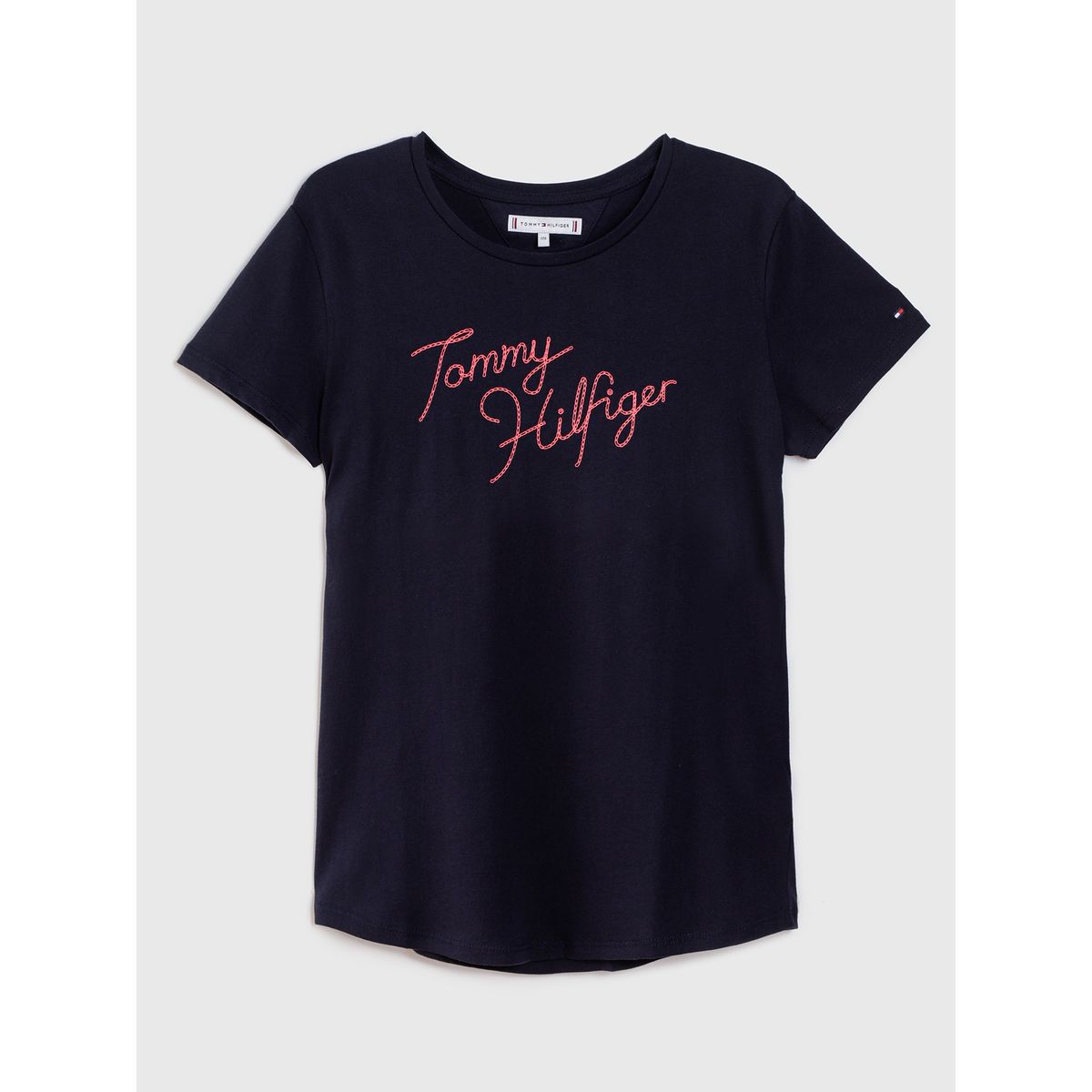 TOMMY HILFIGER - Polera Cotton Lettering Logo Azul Tommy Hilfiger