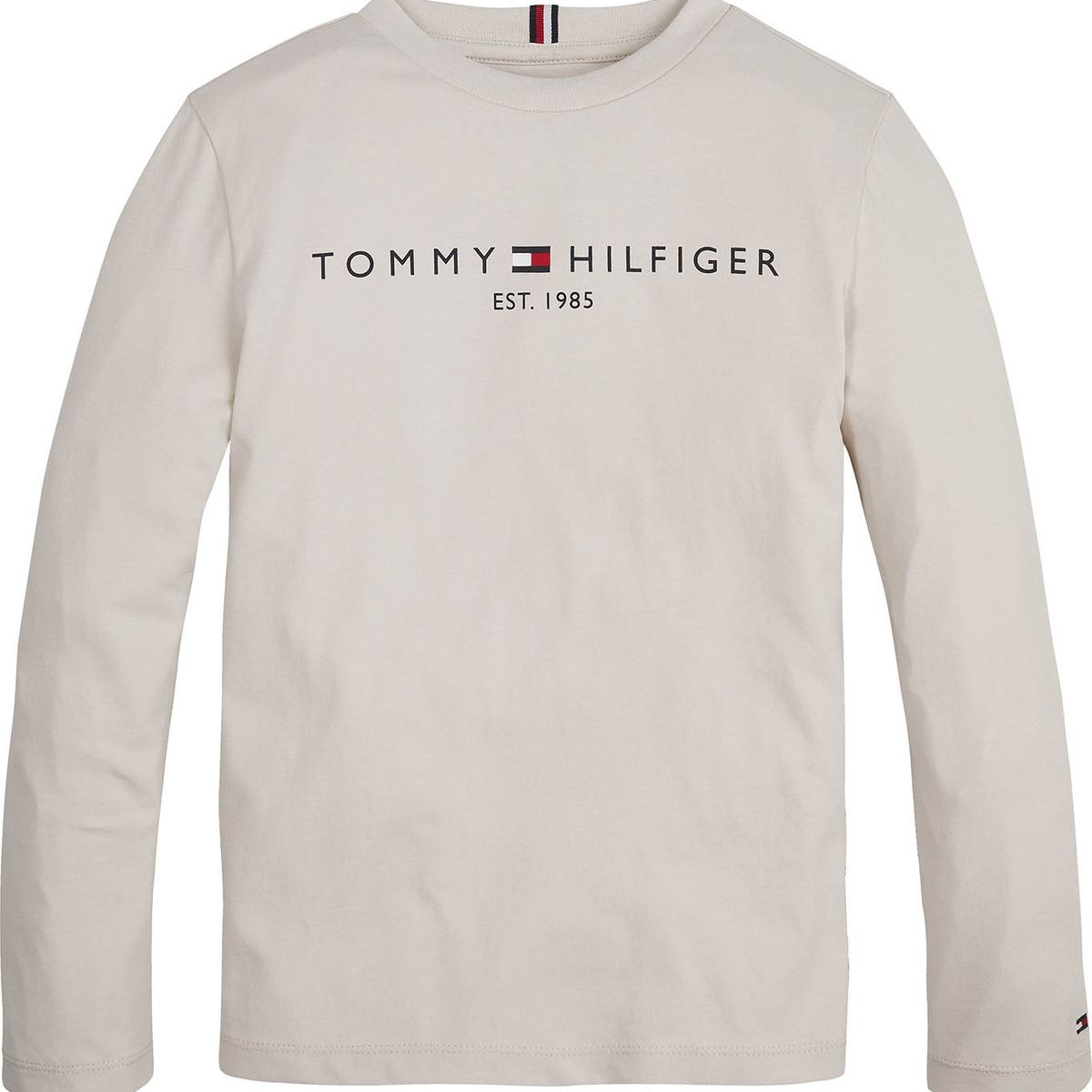 TOMMY HILFIGER - Polera Básica Unisex Manga Larga Beige Tommy Hilfiger