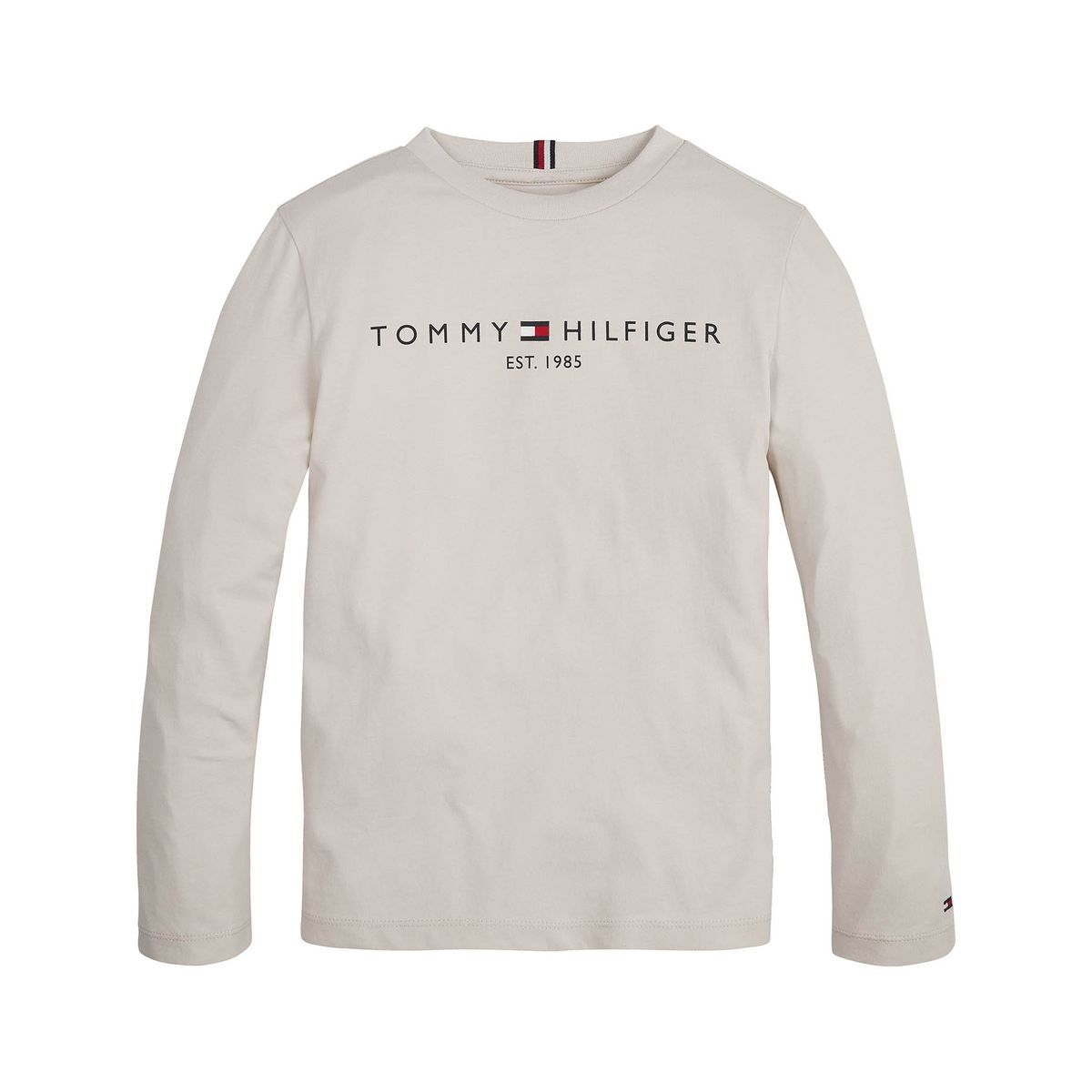 TOMMY HILFIGER - Polera Básica Unisex Manga Larga Beige Tommy Hilfiger