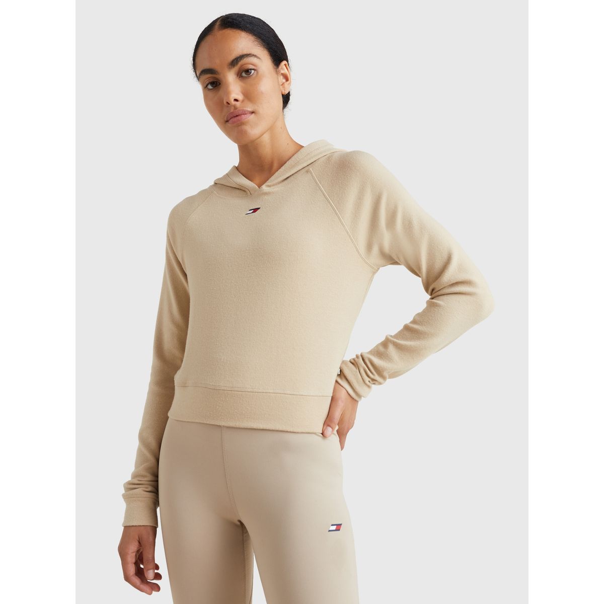 TOMMY HILFIGER - Polerón Sport Slim Fit Con Gorro Beige Tommy Hilfiger