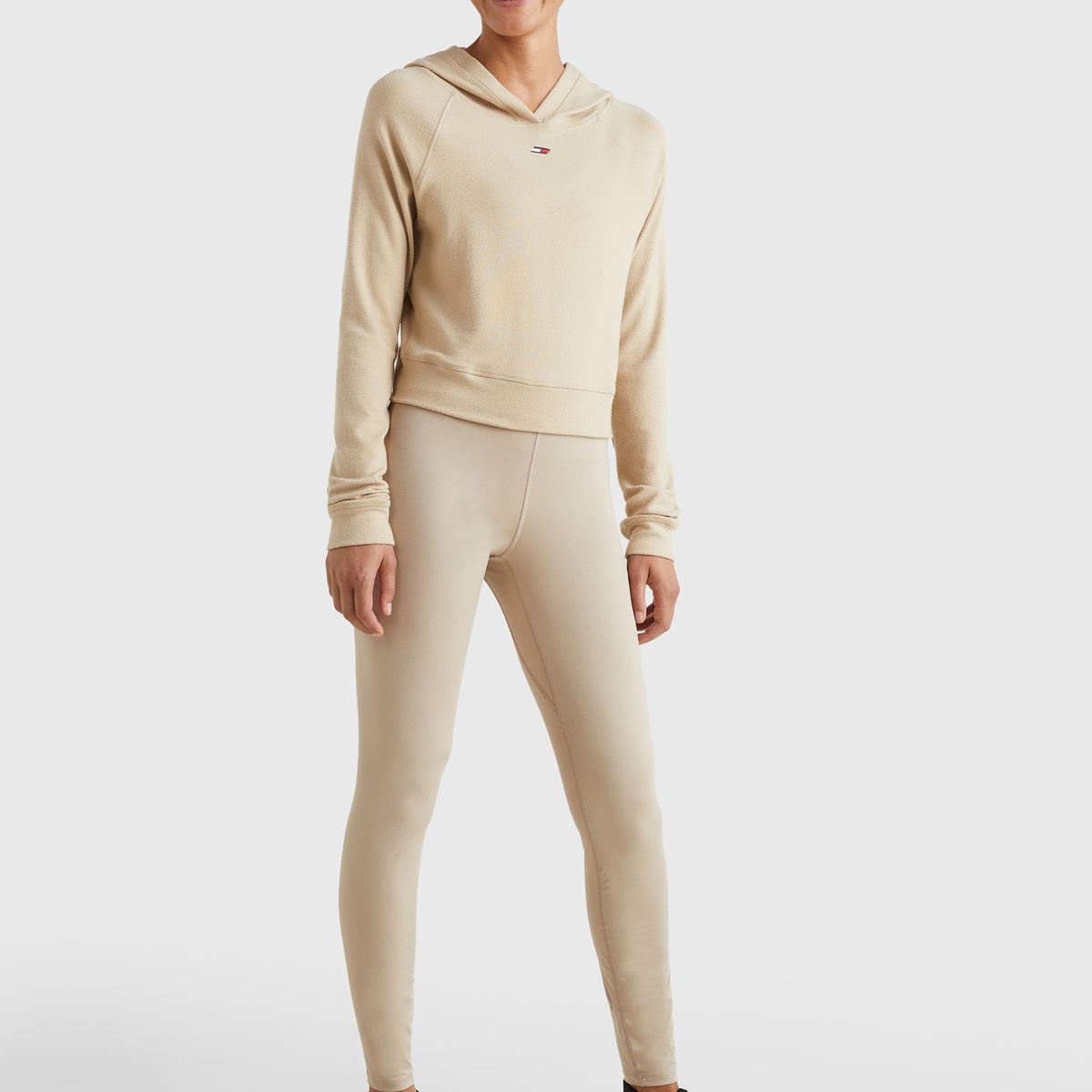 TOMMY HILFIGER - Polerón Sport Slim Fit Con Gorro Beige Tommy Hilfiger