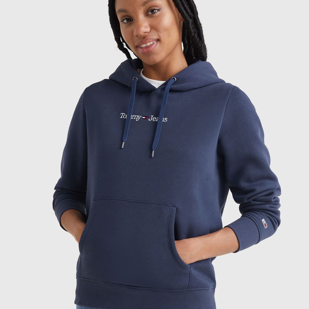 TOMMY HILFIGER - Polerón Regular Serif Linear Logo Azul Tommy Jeans