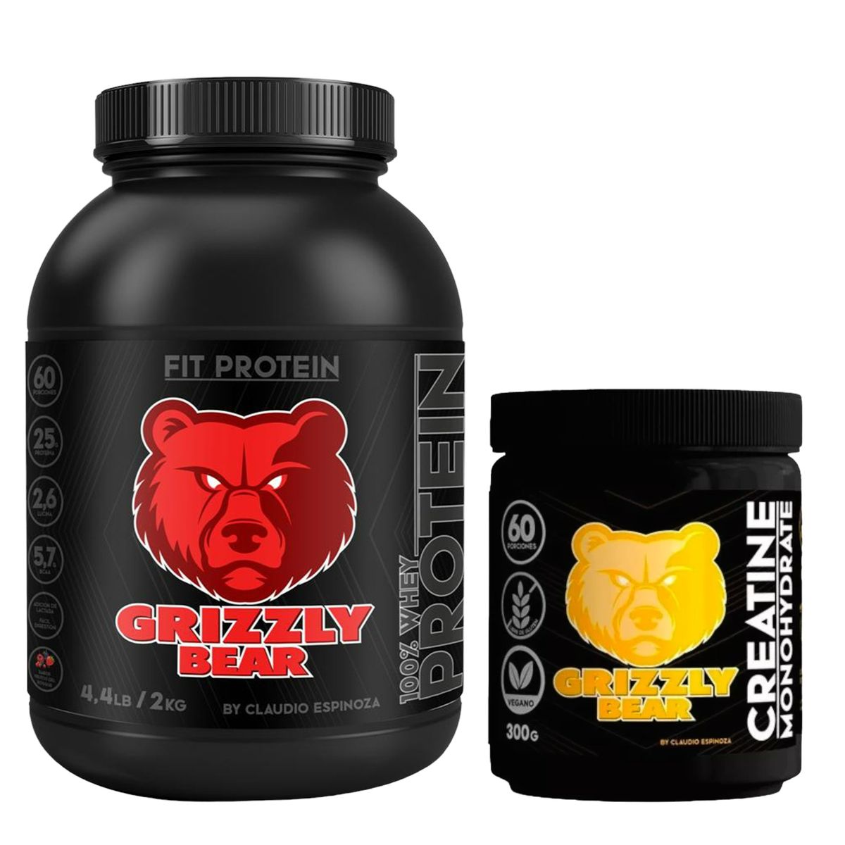 GRIZZLY - Pack Proteína Grizzly Bears 2 kg -Berries - 60 serv. y Creatina 300gr