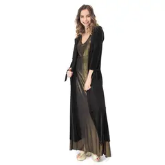 MARIA PASKARO - Tapado Kimono Largo Verona Negro Terciopelo Bordado - Negro