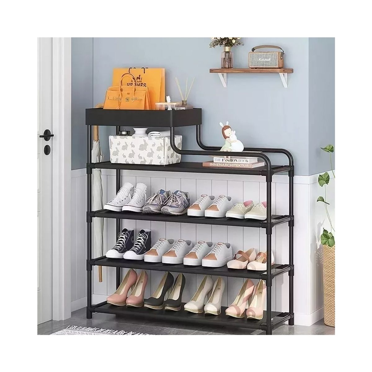 GENERICO - Rack Zapatero Zapatillas Multifuncional Organizador Zapatos Negro