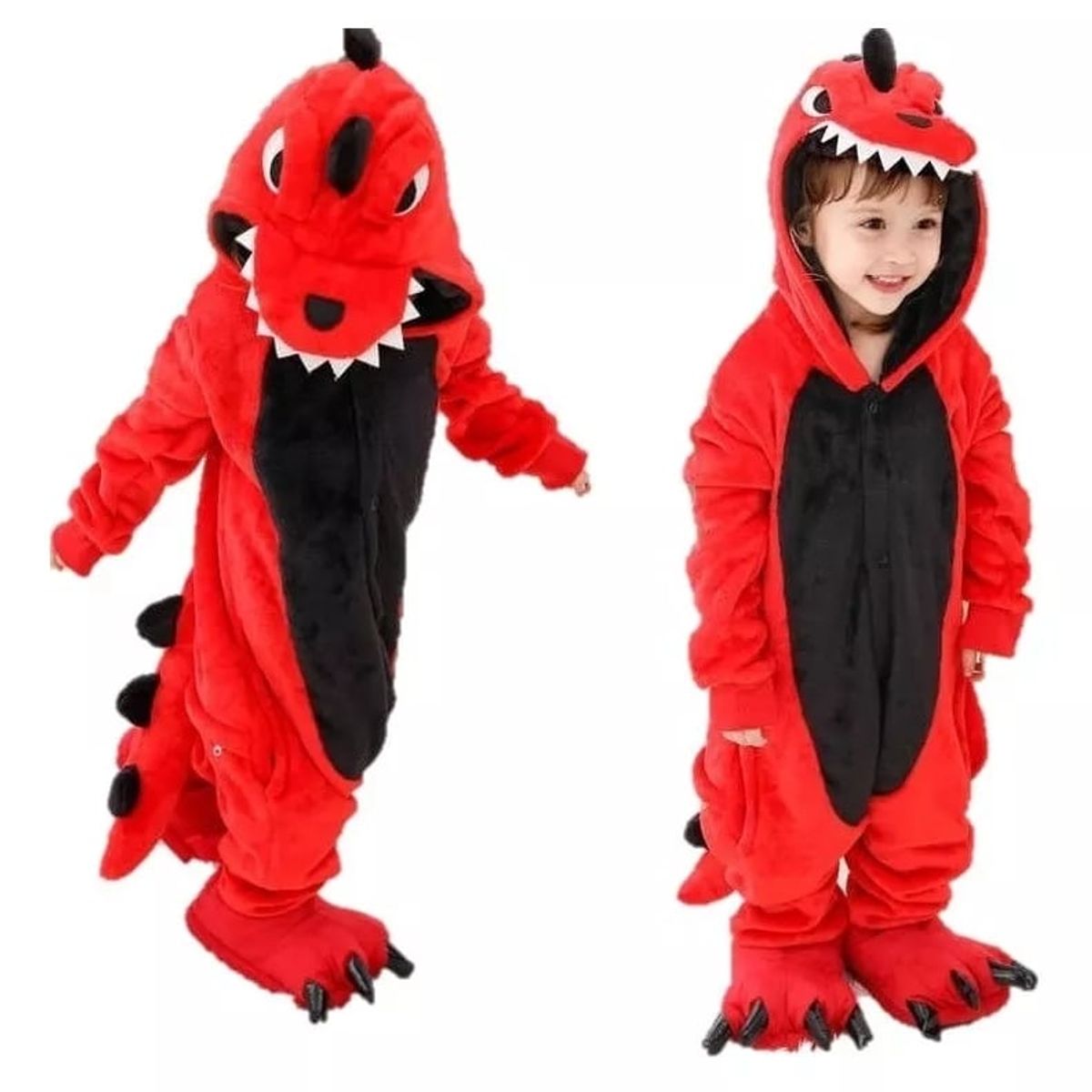 LOOK SHOP - Pijamas Animales Enterito Kigurumi Dragon rojo Niño y Adulto
