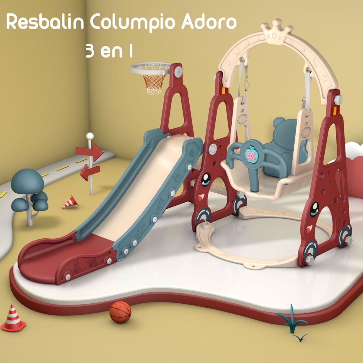 LUBABYCAS - Resbalín Columpio 3 En 1 Lubabycas Amarillo