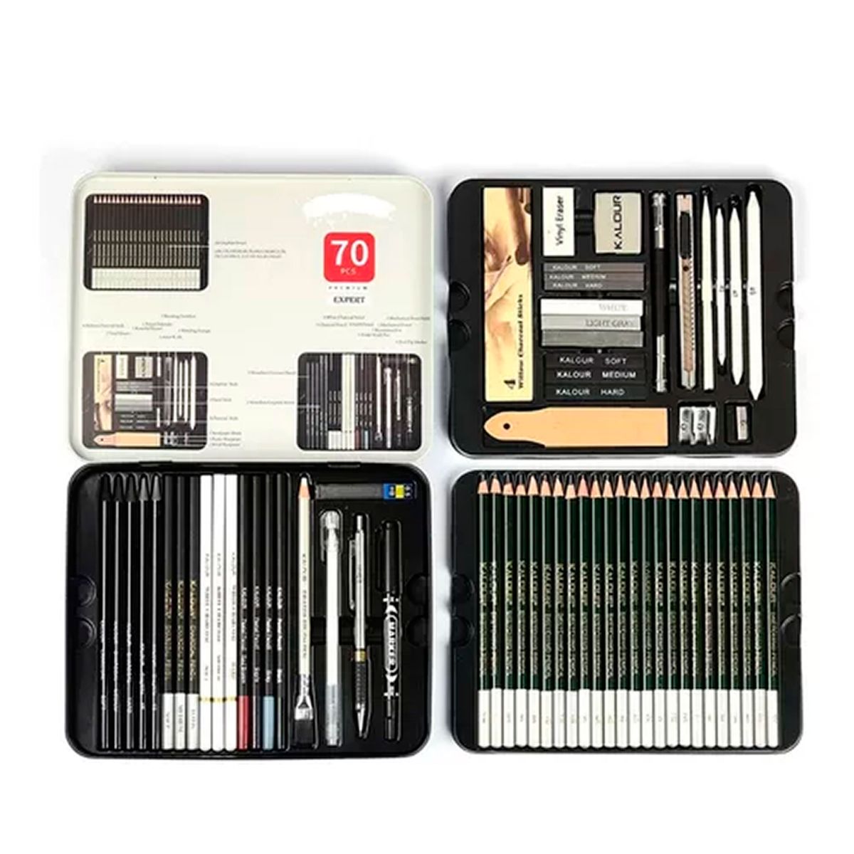 ESHOPANGIE - Set De Dibujo Profesional Con 70 Accesorios Caja De Metal