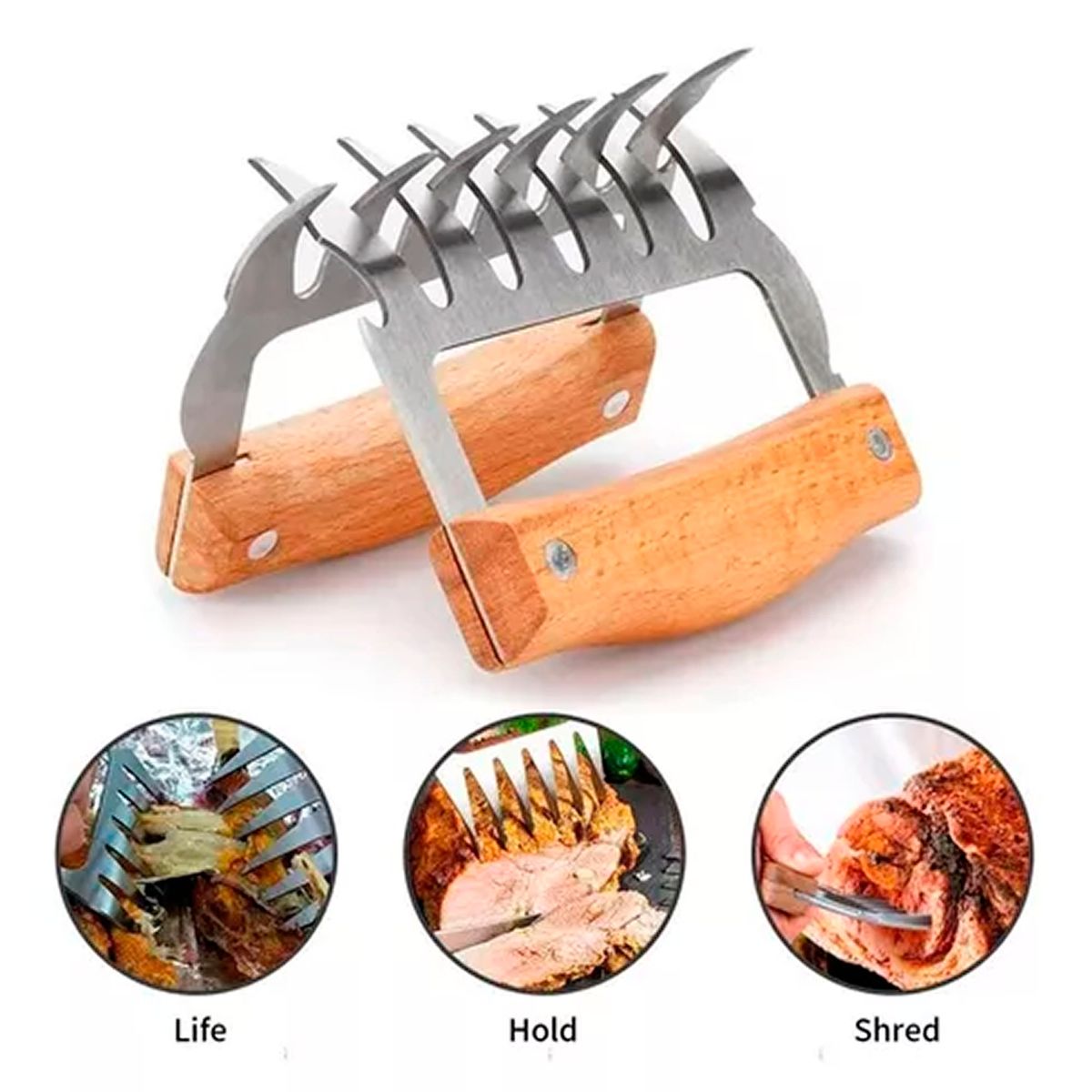 ESHOPANGIE - X2 Garras De Oso Acero Inoxidable Para Asados Parrilla Bbq