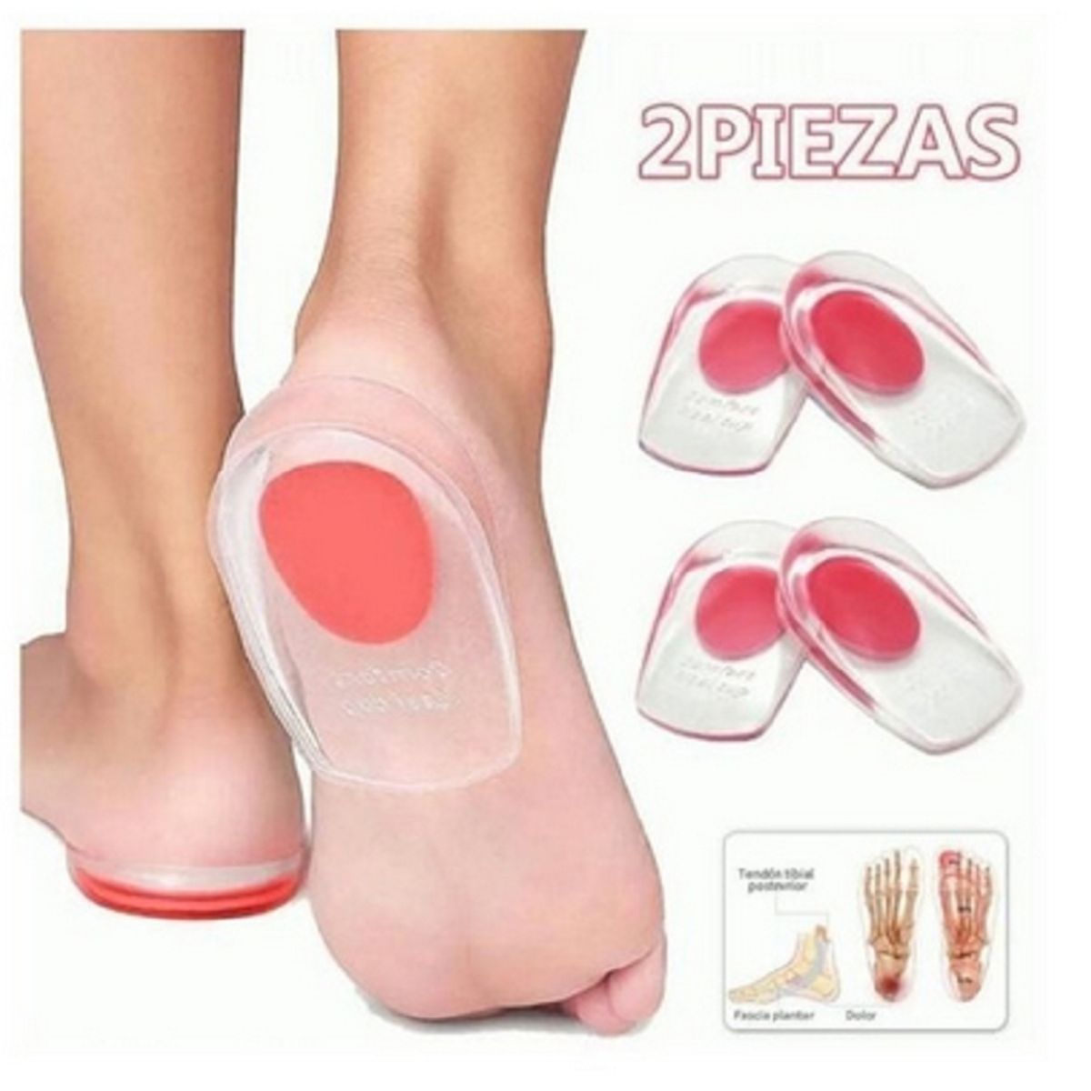 GENERICO - Par Taloneras PLantillas Gel Silicona Ortopedica Rosada ( 2 Unidades)