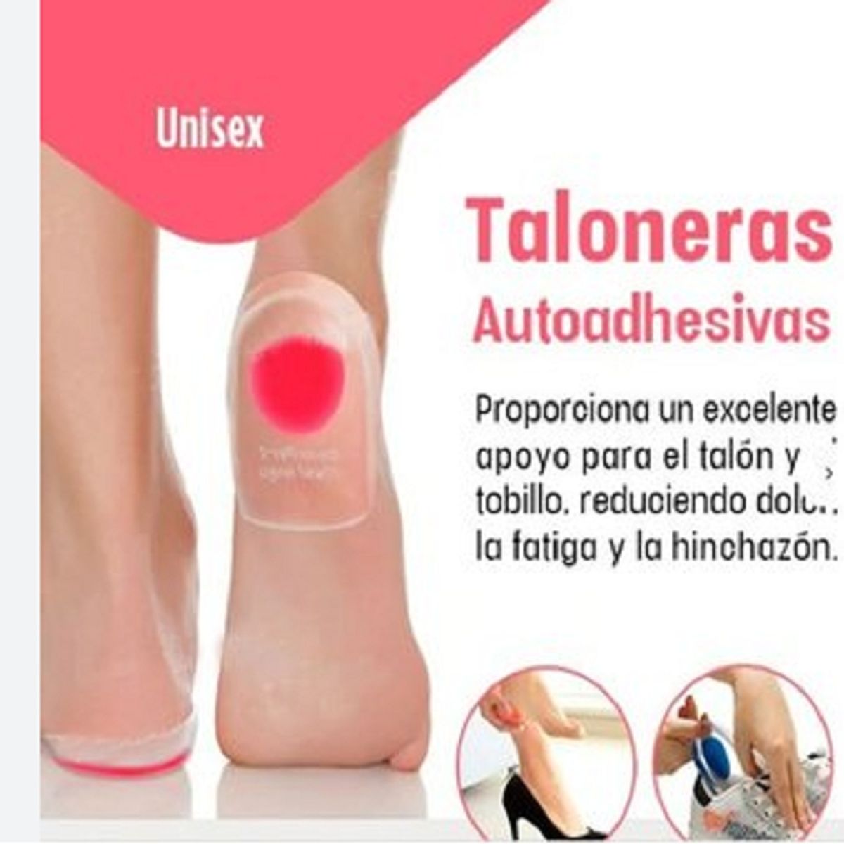 GENERICO - Par Taloneras PLantillas Gel Silicona Ortopedica Rosada ( 2 Unidades)