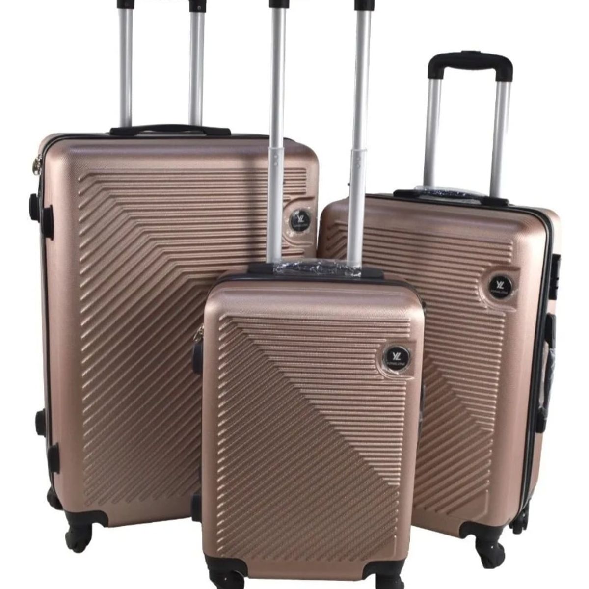 GENERICO - Set 3 Maletas Rigidas Ruedas 360 ORO ROSA 27