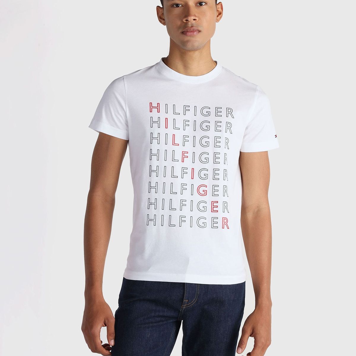 TOMMY HILFIGER - Polera Logo Repeat Blanco Tommy Hilfiger