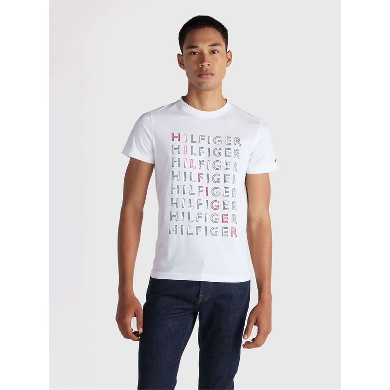 TOMMY HILFIGER - Polera Logo Repeat Blanco Tommy Hilfiger