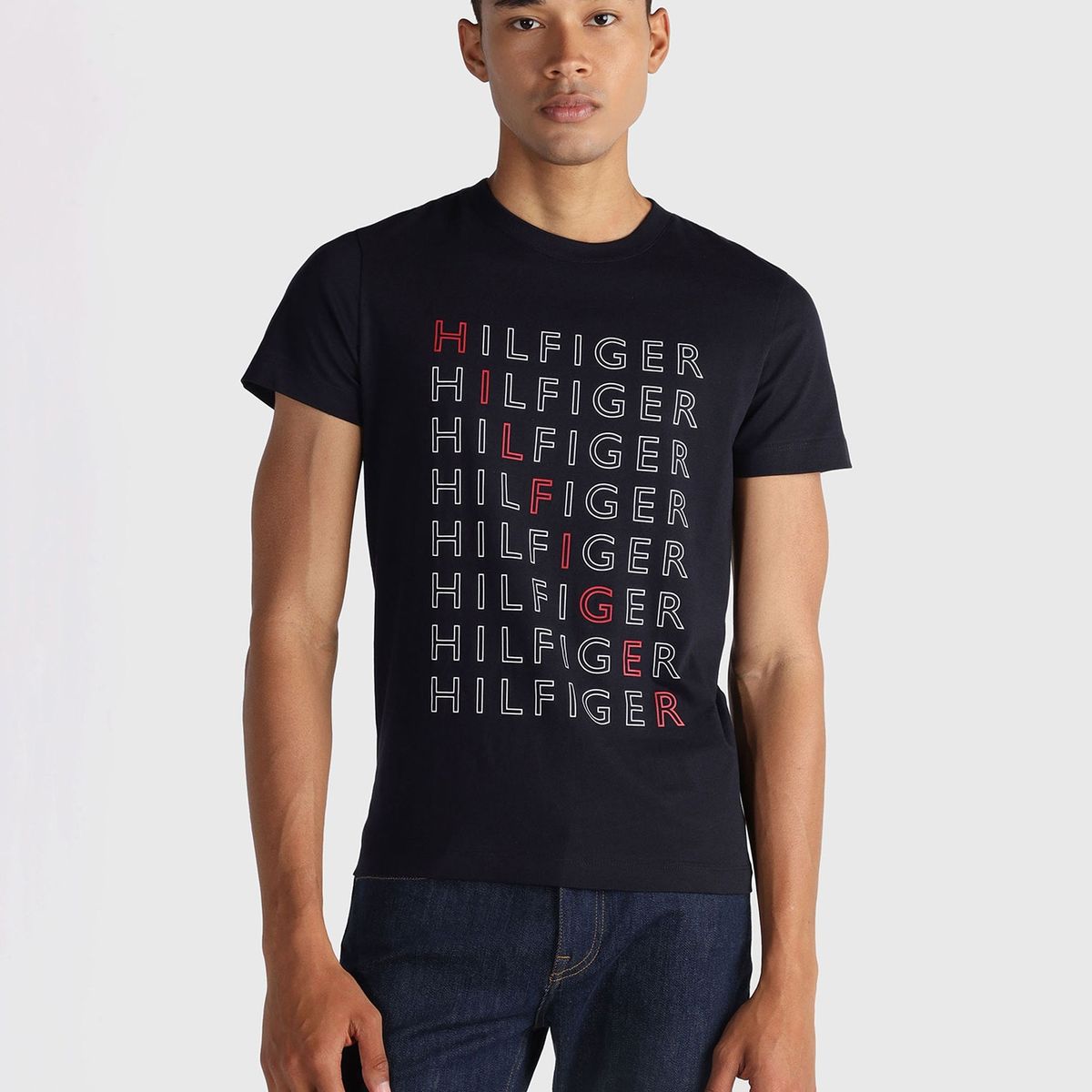 TOMMY HILFIGER - Polera Logo Repeat Azul Tommy Hilfiger