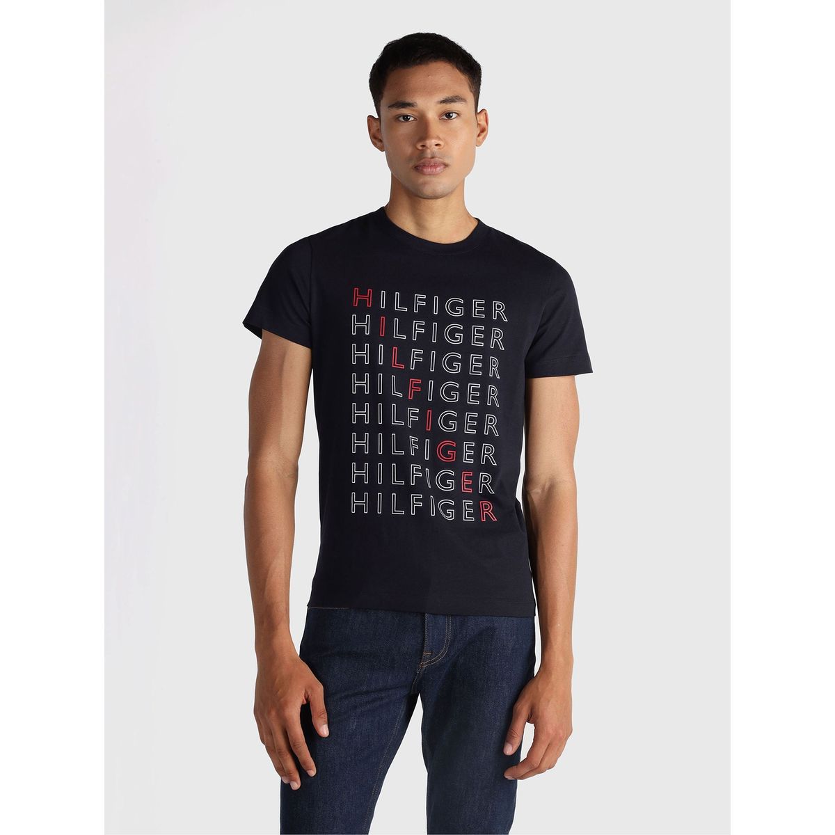 TOMMY HILFIGER - Polera Logo Repeat Azul Tommy Hilfiger