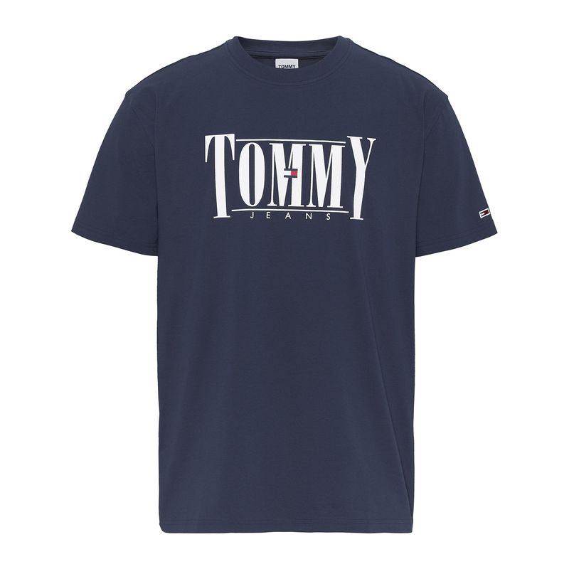 TOMMY HILFIGER - Polera Essential Serif Logo Azul Tommy Jeans