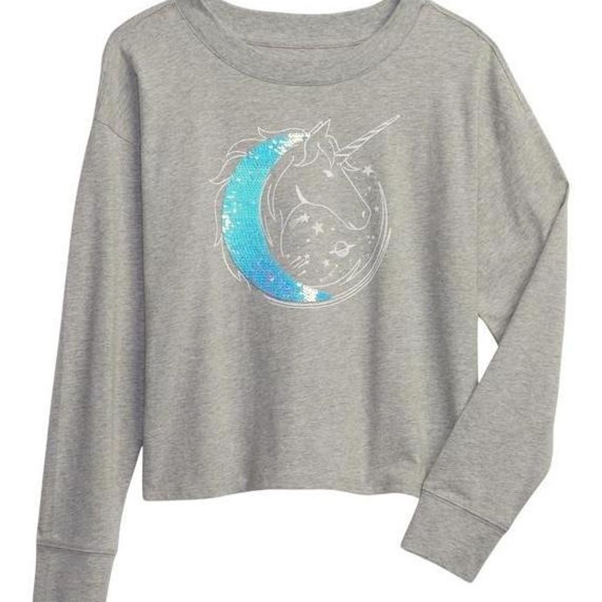 GAP - Polera Manga Larga Gráfica Gris GAP