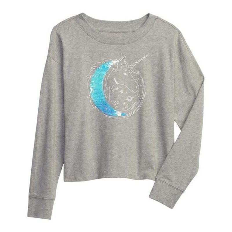 GAP - Polera Manga Larga Gráfica Gris GAP