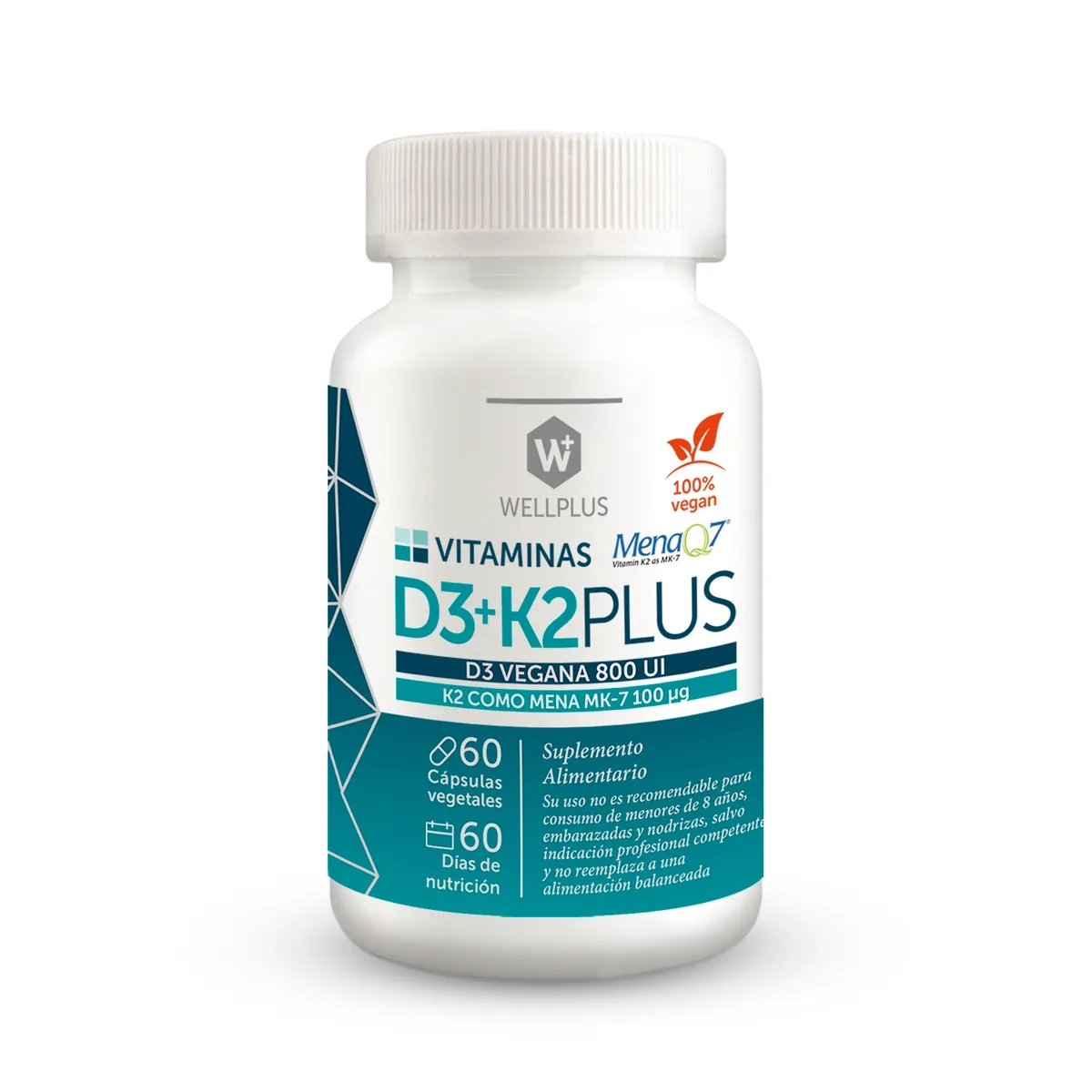 WELLPLUS - Vitamina D3K2 Plus 60 cápsulas
