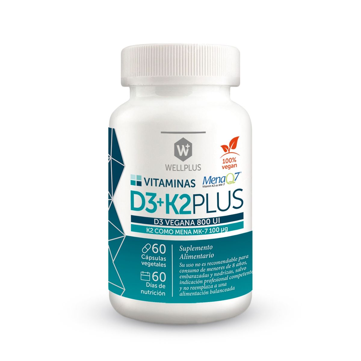 WELLPLUS - Vitamina D3K2 Plus 60 cápsulas