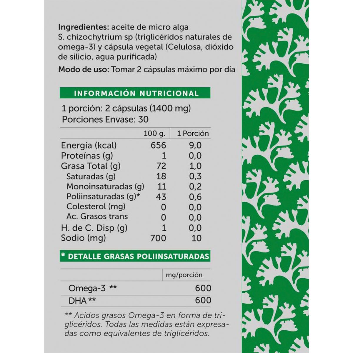 WELLPLUS - Vegan Omega DHA 600 60 cápsulas