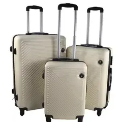 GENERICO - Set 3 Maletas Rigidas Ruedas 360- Beige