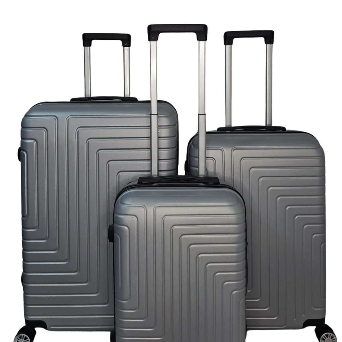 GENERICO - Set 3 Maletas Rigidas Ruedas 360- Gris L