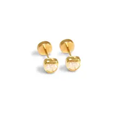 ANDREA COGGIOLA JOYAS - Aros Abridores Bebé Corazón Circón 5mm Oro 18K