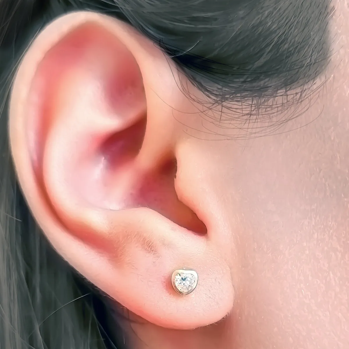 COGGIOLA - Aros Abridores Bebé Corazón Circón 5mm Oro 18K