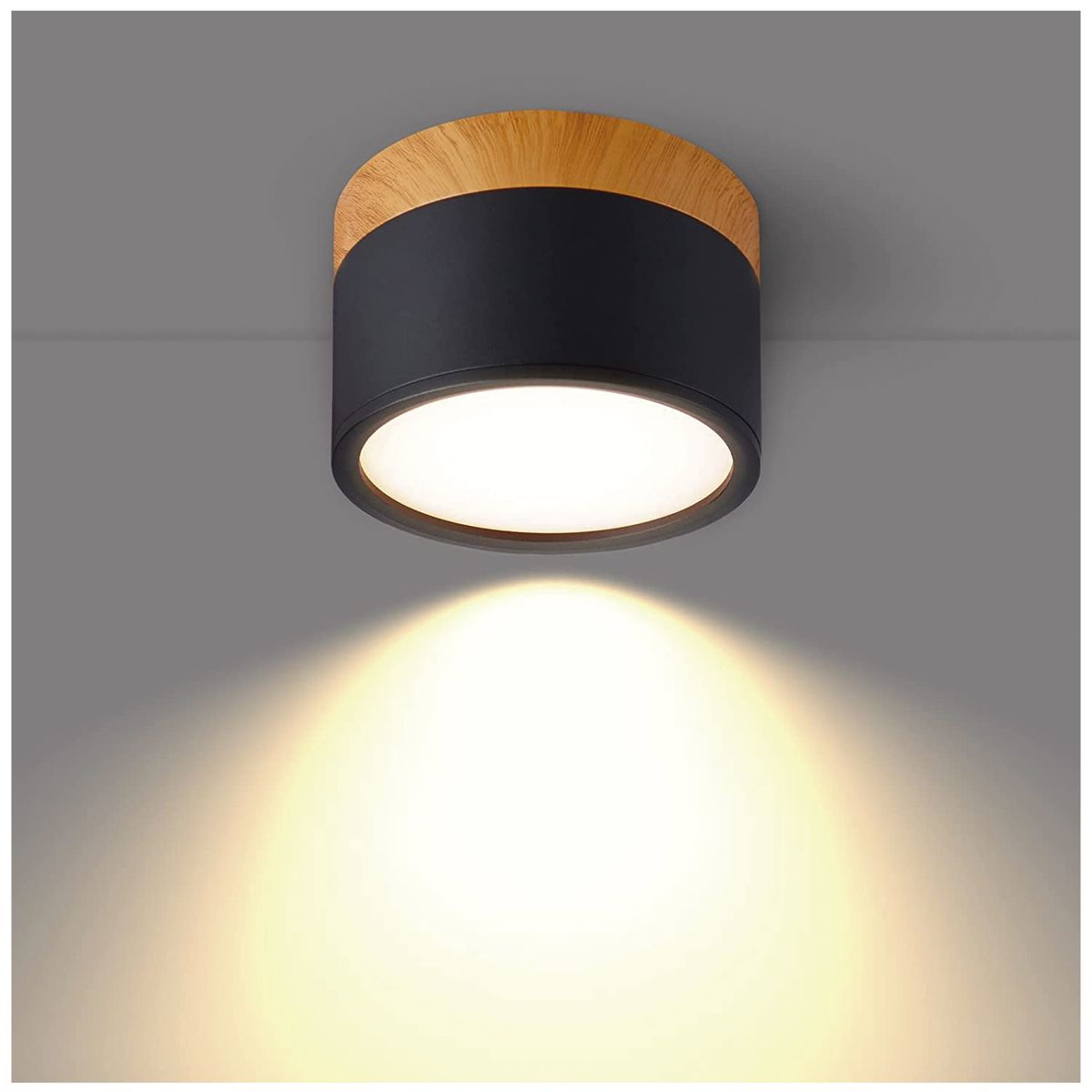 AVC Y VELL MAX - Panel LED Deco Sobrepuesto Madera 6W Negro Cálido