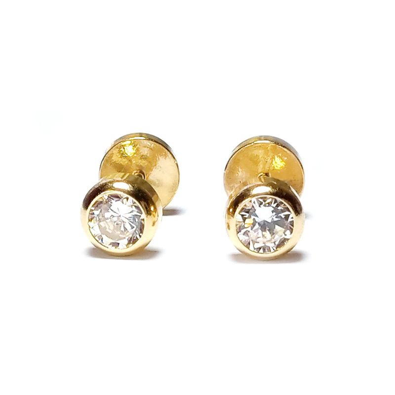 ANDREA COGGIOLA JOYAS - Aros Abridores Bebé Circón 4mm Oro 18K