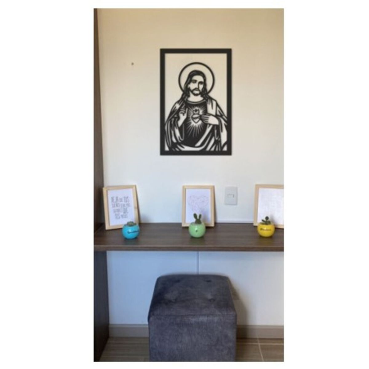 GENERICO - Cuadro Decorativo figura de JESUS en madera MDF 3mm Artesanal