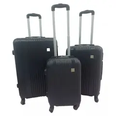 GENERICO - Set 3 Maletas Rigidas Ruedas 360- Negra 26