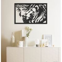 Cuadro Decorativo Artesanal Jesús y Leo en madera MDF 3mm