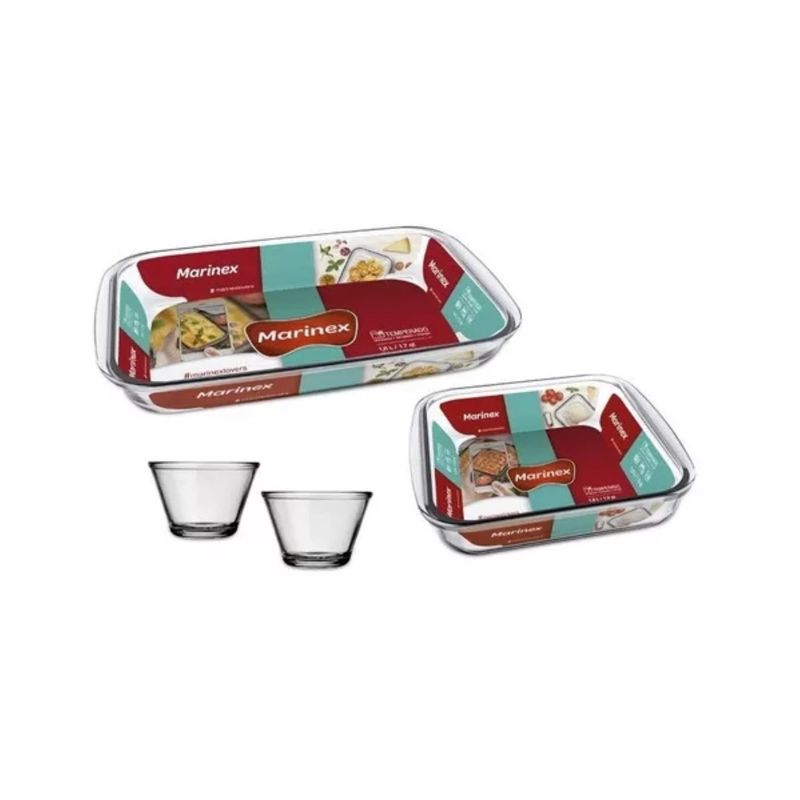 GENERICO - Pack Asaderas Rectangular Flaneras Marinex 4pcs