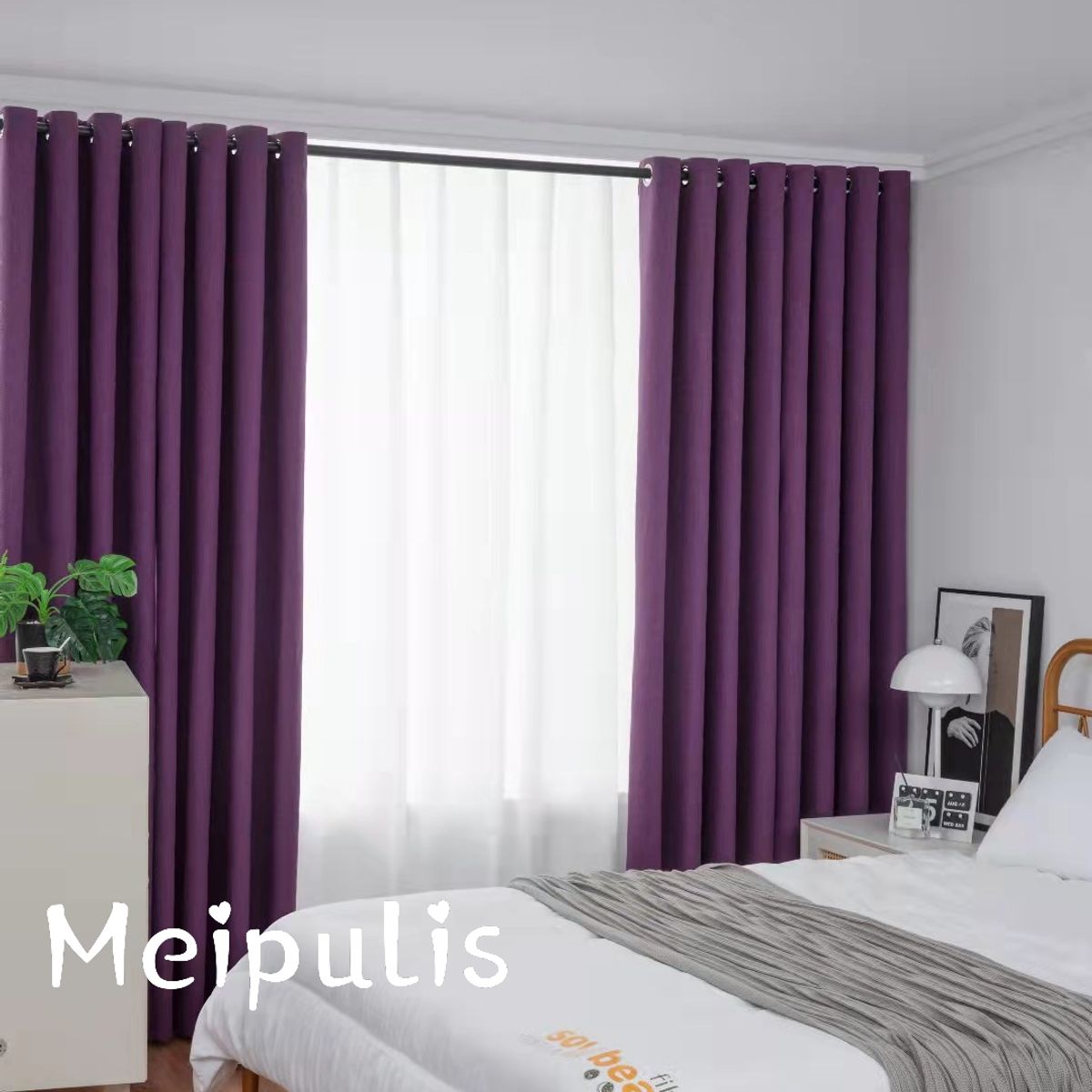 GENERICO - cortinas gruesa engomada 100% blackout, 2 lienzo MORADO  140x230