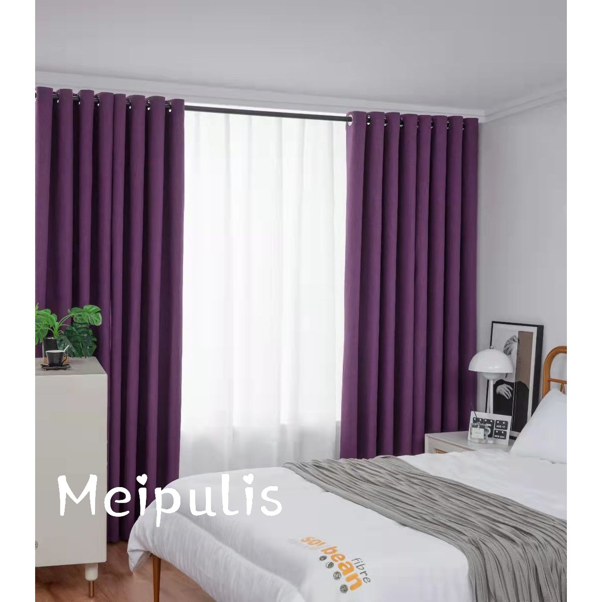 GENERICO - cortinas gruesa engomada 100% blackout, 2 lienzo MORADO  140x230