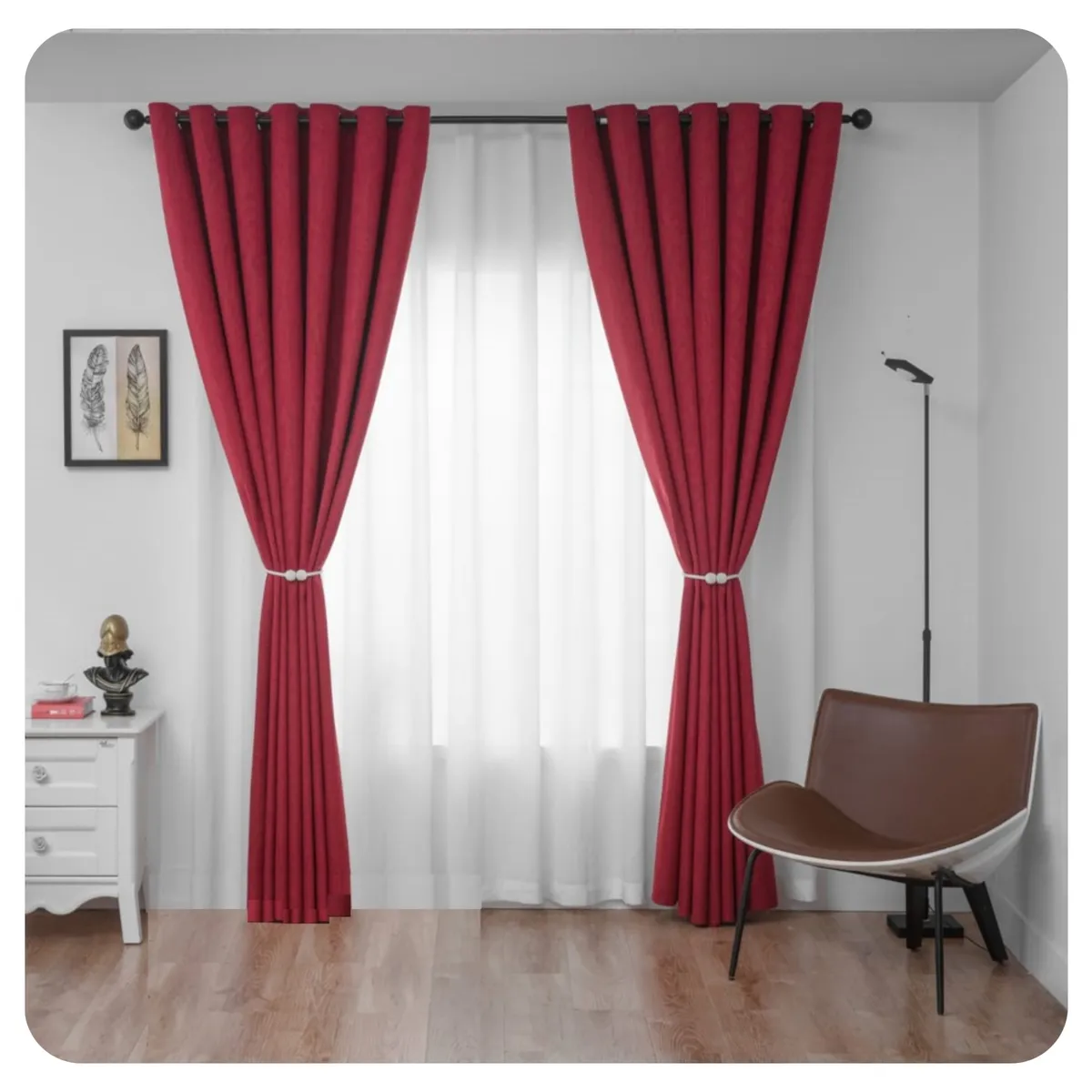 GENERICO - cortinas gruesa engomada 100% blackout, ROJO, 2 lienzo 140x230